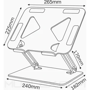 Soporte para portátil aluminio negro premium plegable medidas